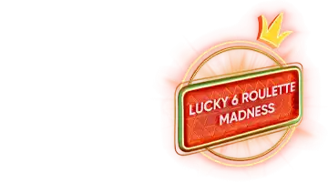 Значок с надписью Lucky 6 Roulette Madness, символизирующий промоакцию рулетки в Казино Flagman.